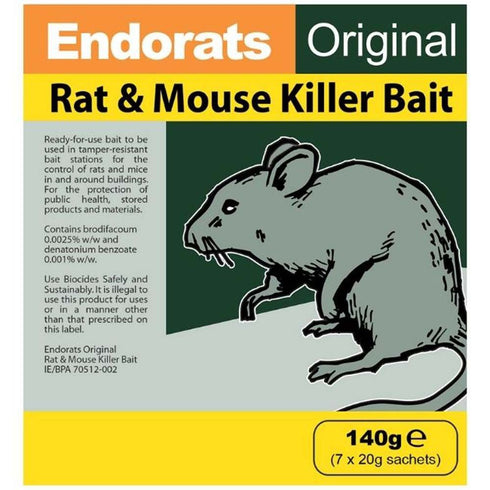 140g Endorats Original Rat + Mouse Killer Bait (7x20g Sachets )
