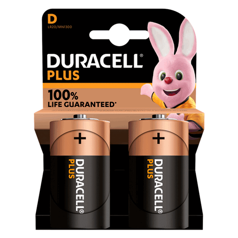 DURACELL PLUS 100% BATTERY SIZE D PK2 ~