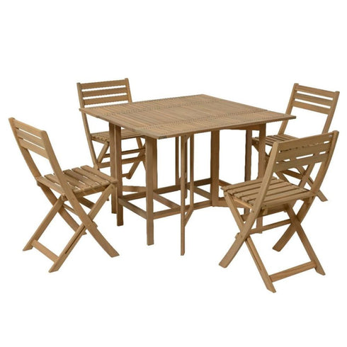 KAEMINGK ACACIA WOOD FOLDABLE 4 SEATER SET