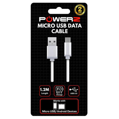 POWERZ MICRO USB DATA CABLE 1.2M WHITE