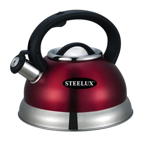 RED STEELUX WHISTLING KETTLE 2.7LT