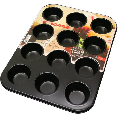 12 CUP BUN TIN N/S STEELUX 35.5x26.5x3cm