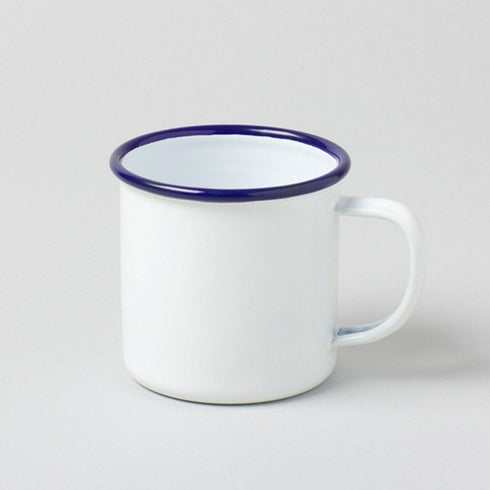 ENAMEL 9cm MUGS WHITE/BLUE RIM