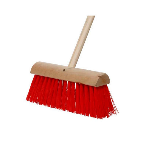 RED / BLACK HEAVY DUTY SYNTHETIC YARD 14” HANDLED ~