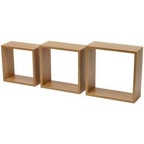 TRIPLE CUBE OAK SHELF 30CM,27CM,24CM