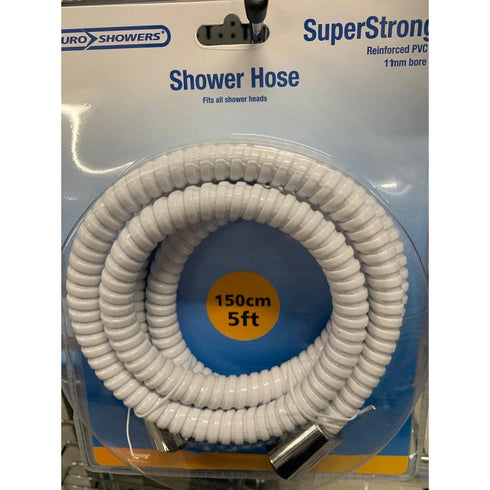 EUROSHOWERS SUPERSTRONG SHOWER HOSE-WHITE 5ft