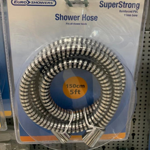 EUROSHOWERS SUPERSTRONG SHOWER HOSE-CHROME 5ft