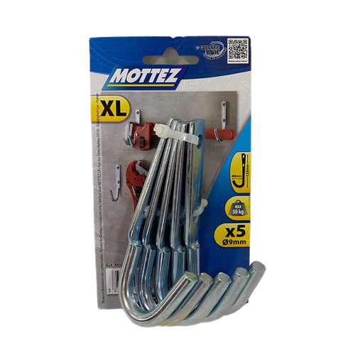 SINGLE HOOK 12.5 X 4CM X 9MM PK5 50KG