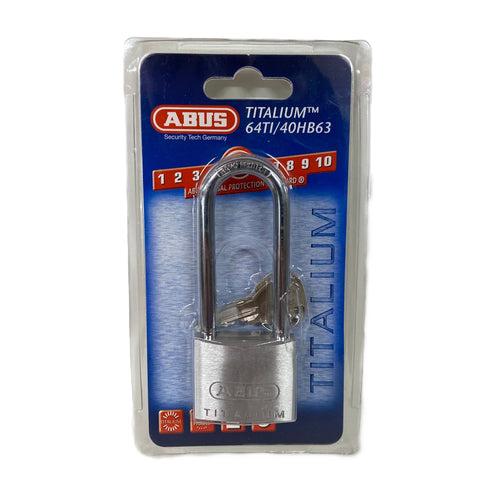 ABUS 40MM X 63MM TITALIUM LONG SHACKLE PADLOCK 64 SERIES