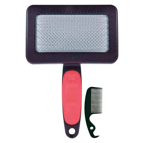 SOFT SLICKER BRUSH LARGE W CLEANER 14CM