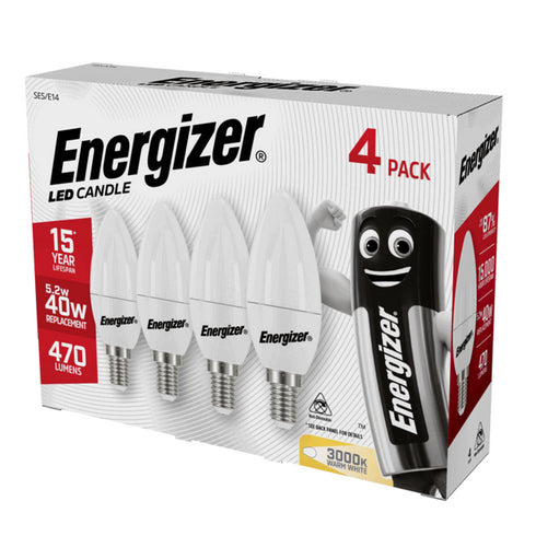 ENERGIZER PK4 6W(40W) SES CANDLE LED LAMP ~