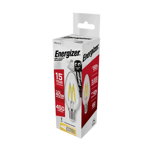 ENERGIZER 5W (40W) E14 LED CANDLE
FILAMENT DIMMABLE 470 LUMENS