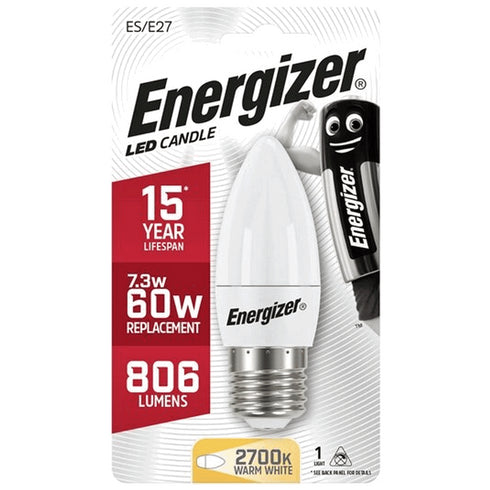 ENERGIZER 7.3W (60W) LED E27 CANDLE
LAMP 806 LUMEN
