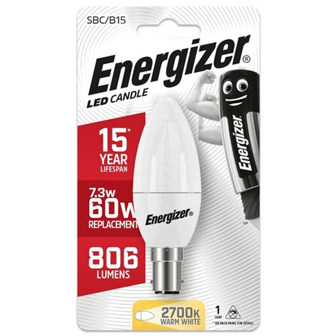 ENERGIZER 7.3W (60W) LED B15 CANDLE
LAMP 806 LUMEN