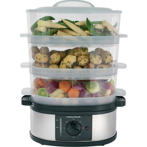 3 TIERFOOD STEAMER, 6 LITRE CAPACITY, 60 MINUTE TIMER