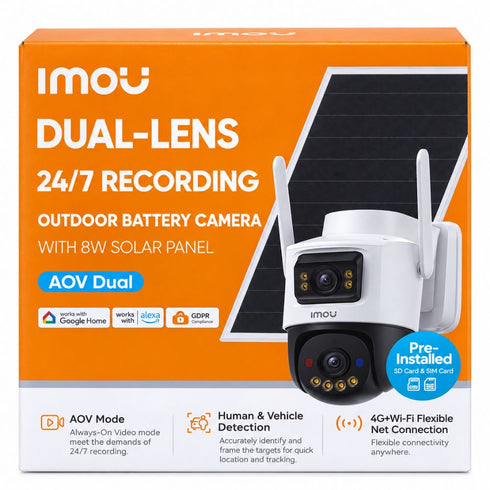 Imou Dual Lens 10mp 24/7 Recording Camera Battery with 8w Solar Panel