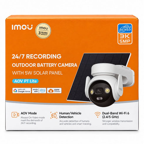 Imou Dual 3k 5mp Lens 24/7 Recording Outdoor Battery Camera with 5w Solar Panel