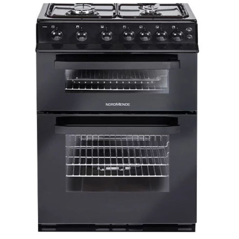 NordMende 60cm Natural Gas Twin 33/62 Litre Cavity Cooker Black