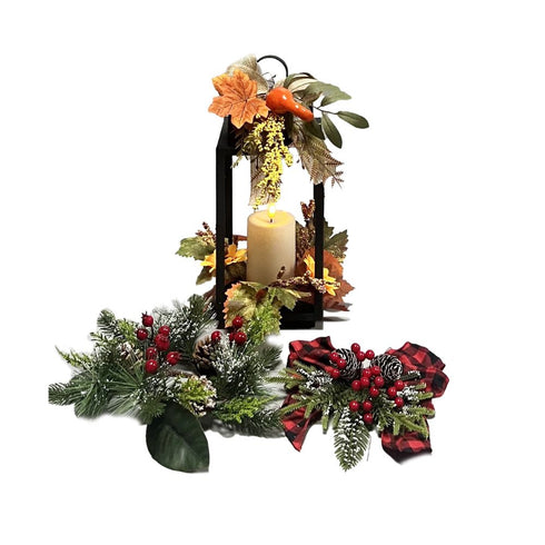 Black Metal Lantern with Dome Roof and Metal hanger c/w Plastic Flickering LED Candle