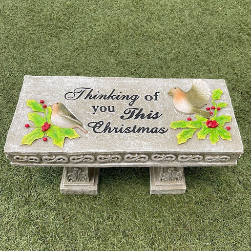 Memorial Bench With Solar Powered Lighting Robins 'Thinking of you this Christmas'