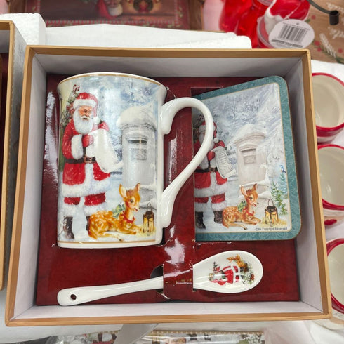 18cm Ceramic Santa Mug with Coaster