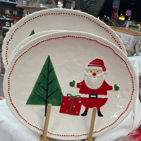 30cm Ceramic Santa with Tree P