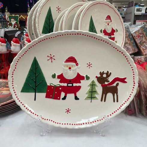 40cm Ceramic Santa Turkey Plat