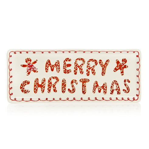 41cm Gingerbread Merry Christmas Oblong Plate