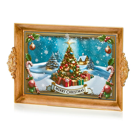 39 x 25cm Merry Christmas Tree Scene Tray