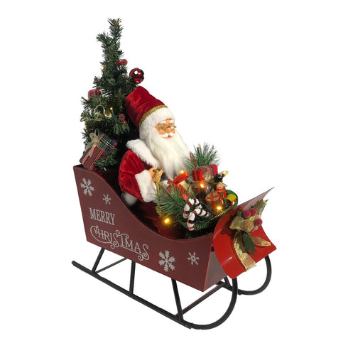 60CM SANTA WITH METAL SLED MUSIC & LIGHT
