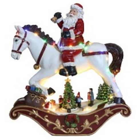 Santa on Rocking Horse with LED Light Kids and Moving Christmas Tree Function