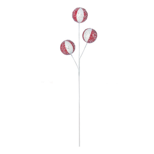 53cm Red-White Frosted Ball on Stem