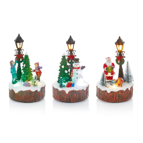 15cm BO Lit Christmas Lamp 3 Asst Santa-Snowman-Children - 1 random Pc