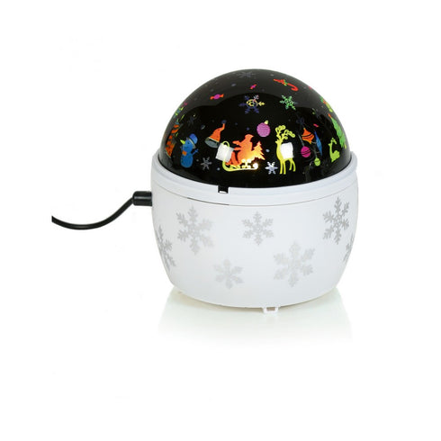 13cm BO White Base Christmas Patterns Night Light Rotatting Projector - USB Port