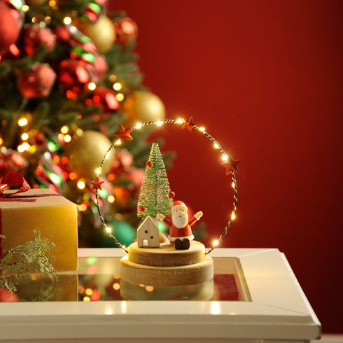 19cm bo lit wire ring with santa on base