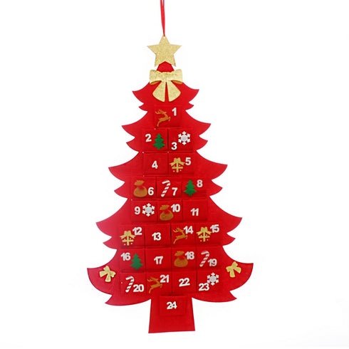 90cm fabric red tree shape advent calendar