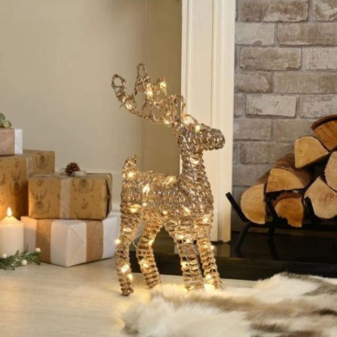 55cm bo lit champagne gold reindeer