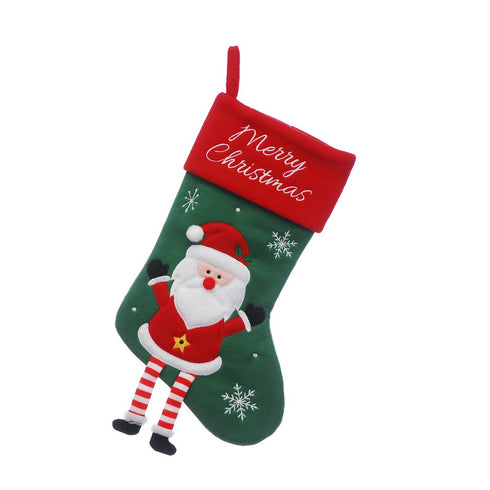 40cm green fleece stocking -santa/dangly legs