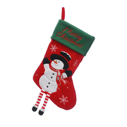 40cm red fleece stocking-snowman/dangly legs
