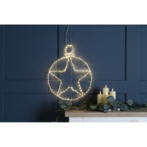 48cm x 38cm lit hanging star bauble decoration-ww
