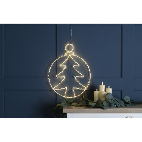 48cm x 38cm lit hanging tree bauble decoration-ww