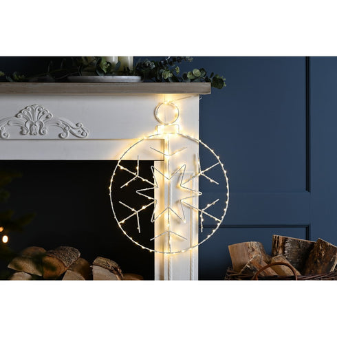 48cm lit hanging snowflake bauble decoration-ww