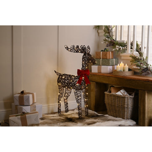 80cm bo lit reindeer with bow - warm white led