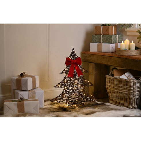 60cm bo lit tree with bow - warm white led