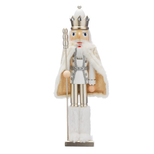 50cm gold / white wooden nutcracker with cape
