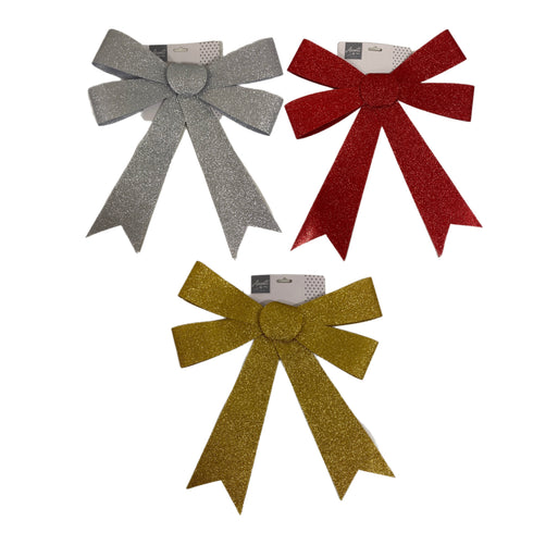 50 x 36cm Glitter Bow Red / Gold / Silver