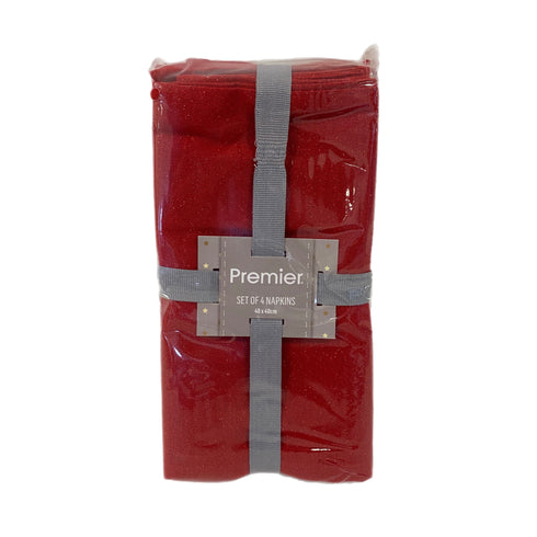 Set-4 Red Glittered Lurex Napkins