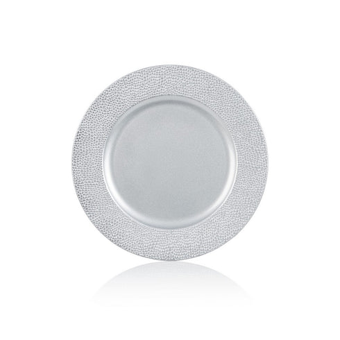 33cm Silver Beaded Detailed Charger Plate