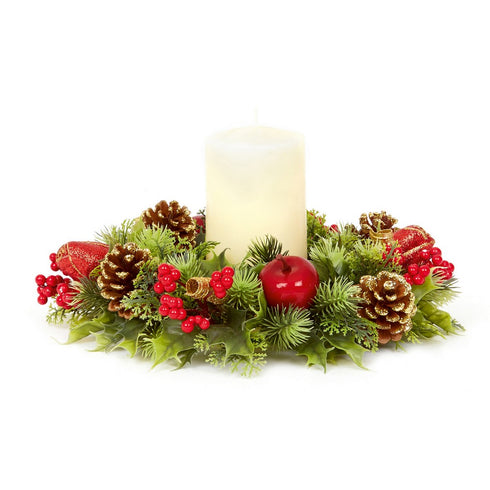 30cm Plastic Candle Ring Red Apple Cone