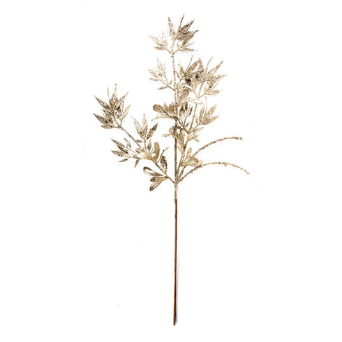 80cm Gold Glitter Spike Leaf Stem
